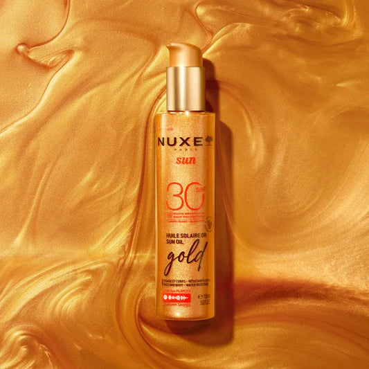 Nuxe SUN - Huile Solaire Or Haute Protection SPF30 - Visage et Corps - Tous Types de Peaux, 150ml