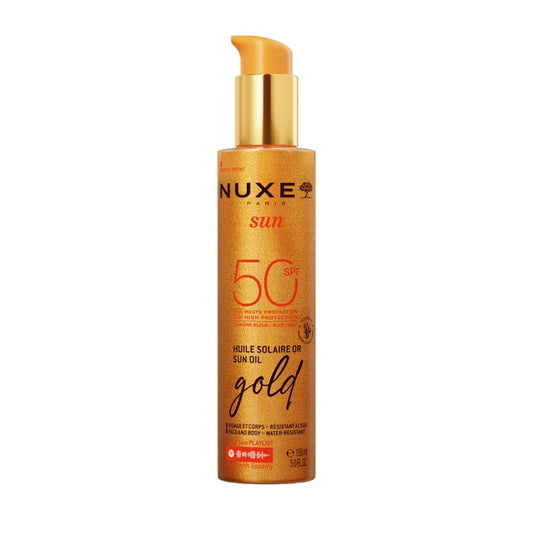 Nuxe SUN - Huile Solaire Or Haute Protection SPF50 - Visage et Corps - Tous Types de Peaux, 150ml