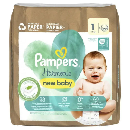 Pampers Harmonie – Taille 1 (2–5 kg) – 22 couches
