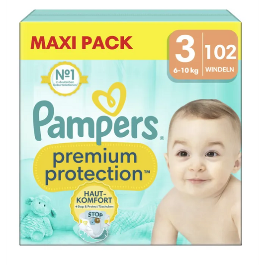 Pampers PREMIUM PROTECTION - Couches Taille 3 - De 6 à 10kg, 102 Couches
