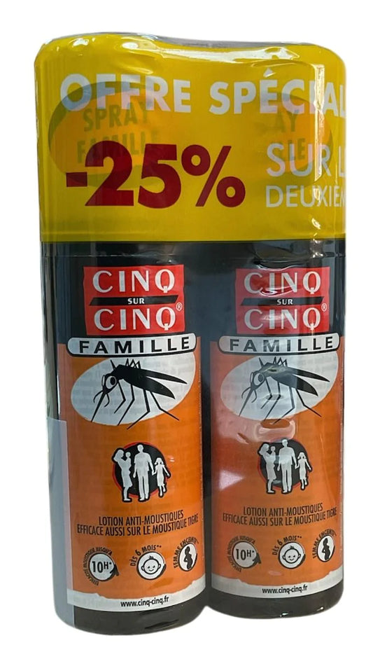 Cinq Cinq Famille – Spray Lotion Anti-Moustiques – Lot de 2 x 100 ml