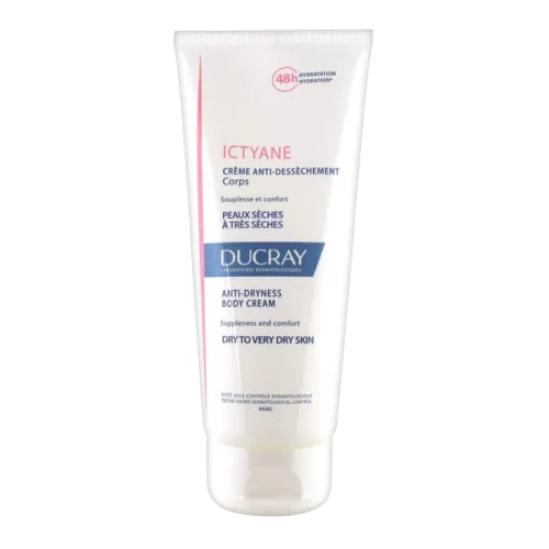 Ducray ICTYANE - Nourishing Emollient Cream - Face and Body - Dry to Very Dry Skin, 200ml