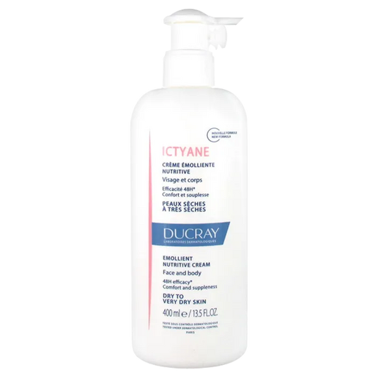 Ducray ICTYANE - Nourishing Emollient Cream - Face and Body - Dry to Very Dry Skin, 400ml