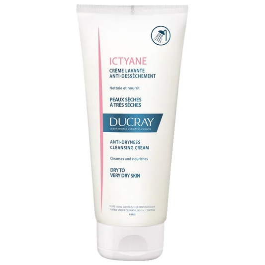 Ducray ICTYANE - Crème de Douche Lavante - Visage et Corps - Peaux Sèches, 200ml