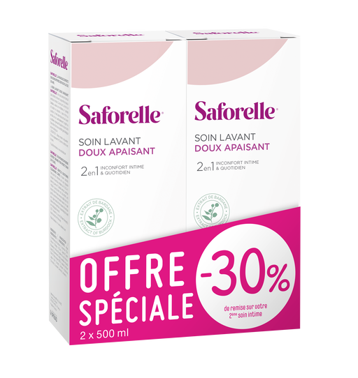 Saforelle – Soin Lavant Doux Apaisant – Lot de 2 x 500 ml