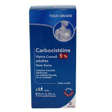 Carbocistéine Viatris 5 % – Sirop toux grasse – Flacon de 200 ml