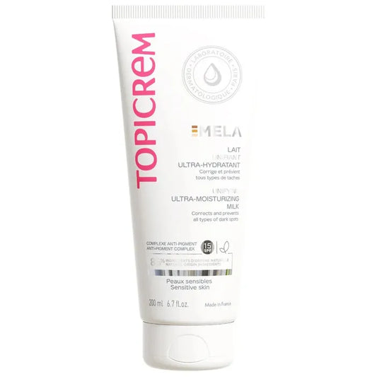 Topicrem MELA - Lait Unifiant Ultra-Hydratant SPF15 - Corps - Peaux Sensibles, 200ml
