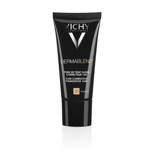 Vichy DERMABLEND - 20 - Fond de Teint Fluide Correcteur peaux Normales à Sèches Vanilla, 30ml