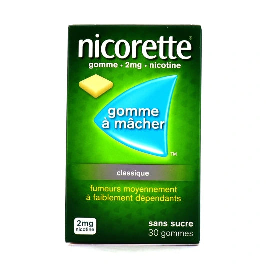 NICORETTE – Gommes Nicotine 2 mg Sans Sucre (30 gommes)