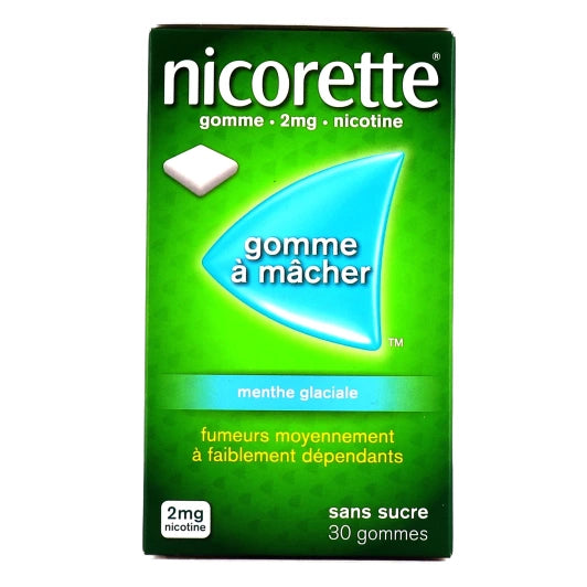 NICORETTE – Gommes Nicotine 2 mg Menthe glaciale (30 gommes)
