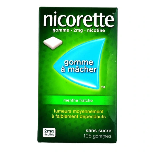 NICORETTE – Gommes Nicotine 2 mg Menthe fraîche (105 gommes)